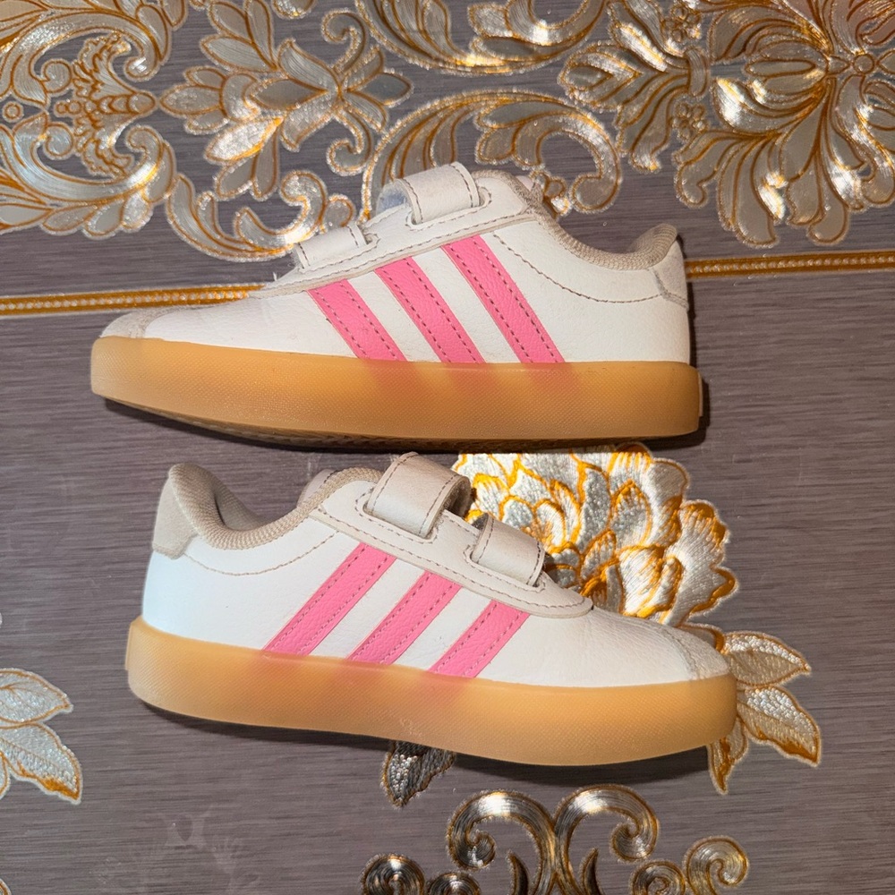Kids' Pink and White Adidas Sneakers